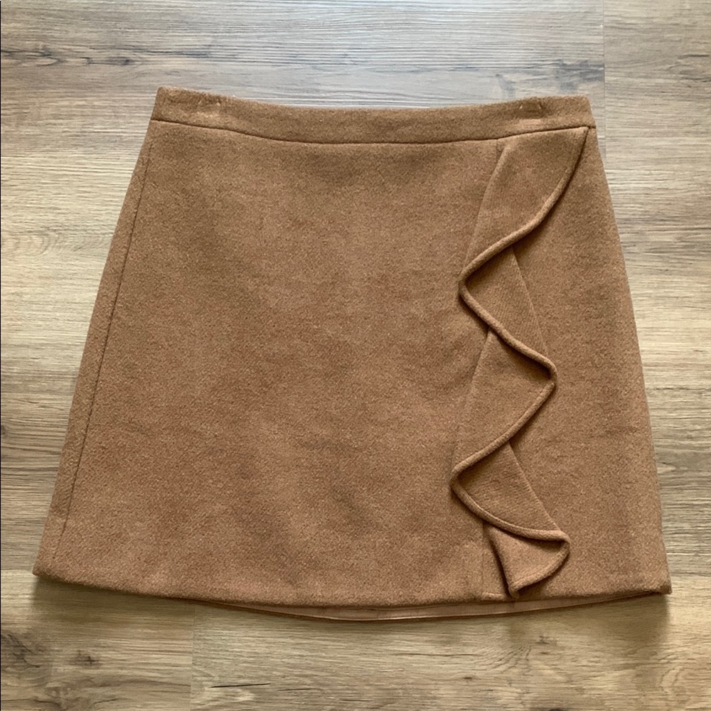 J. Crew Factory Tan Ruffled Wrap Mini Skirt